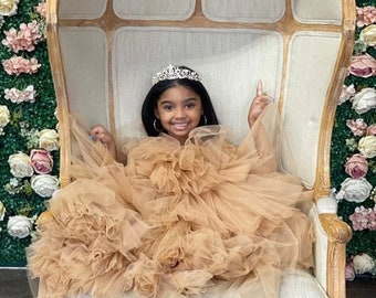 baby outfit toddler fancy dress Ivory tulle dress girl birthday party gown baptism dress