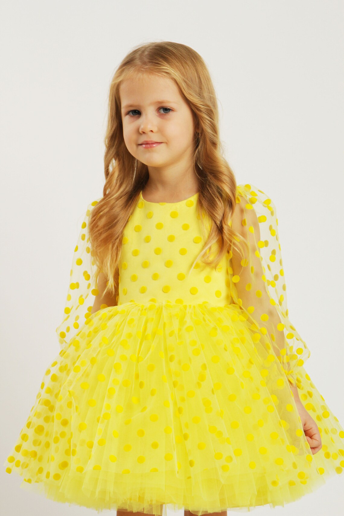 Yellow Girl Dress Polka Dot Yellow Baby Dress First Birthday Etsy