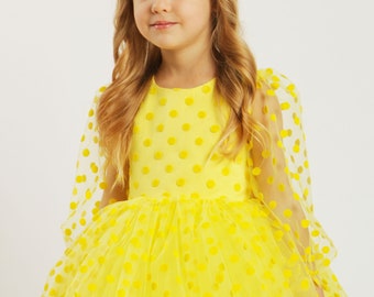 Yellow Dress Polka Dot Yellow Baby Dress First Birthday Outfit - Etsy