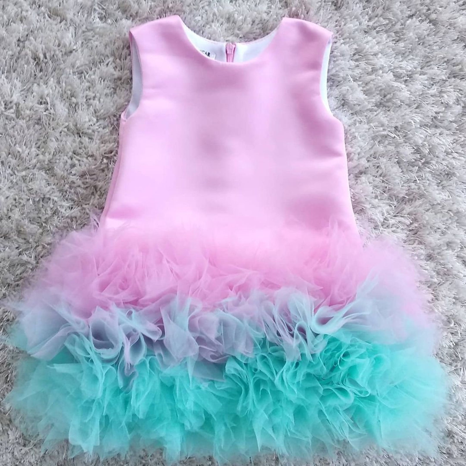 Pink Mint Tulle Dress Baby Dress First Birthday Outfit Pink Etsy