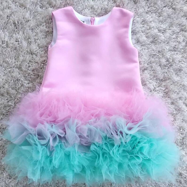 Pink Mint Tulle Dress Baby Dress First Birthday Outfit Pink Etsy