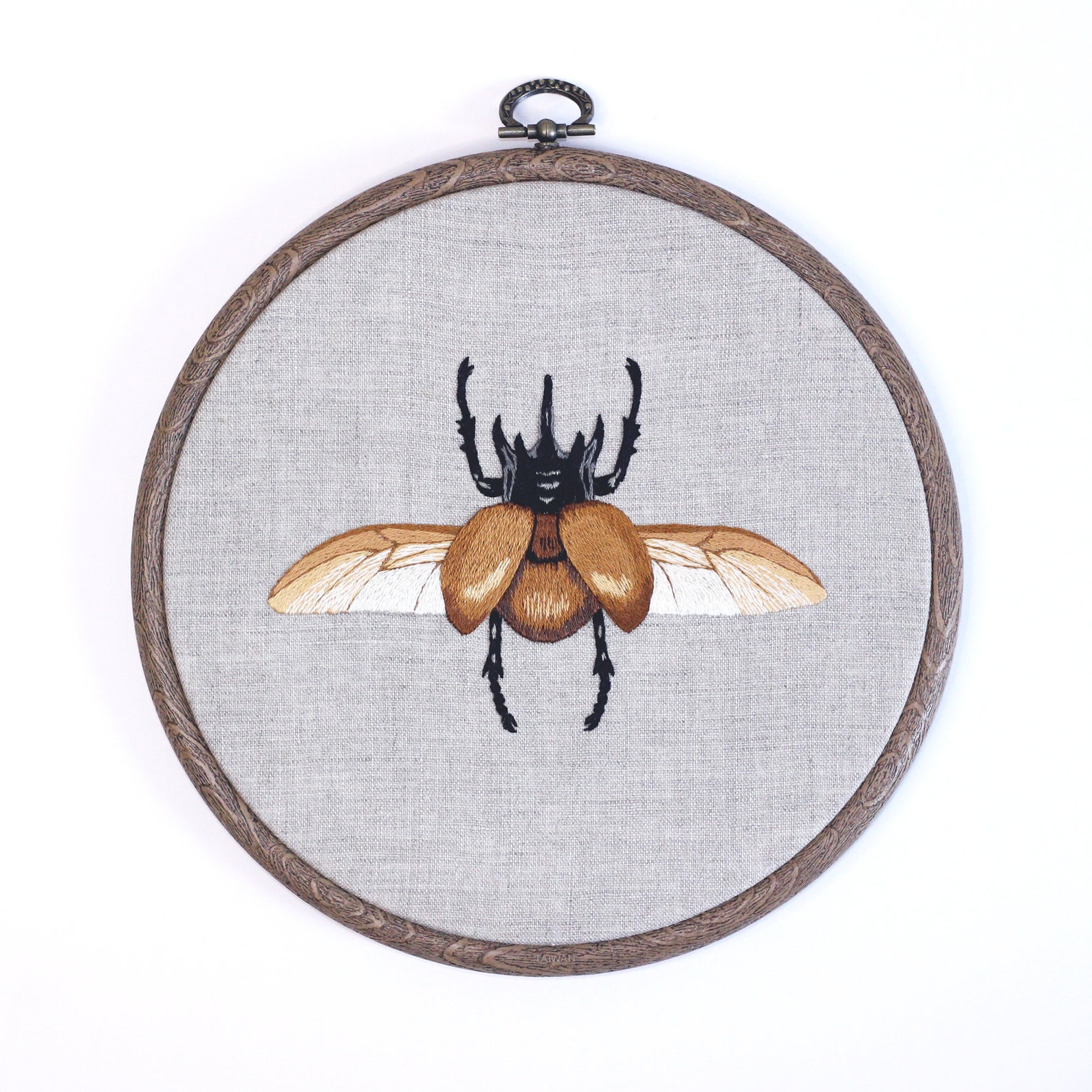 Beetle Embroidery Embroidery Hoop Art Insect Embroidery Etsy