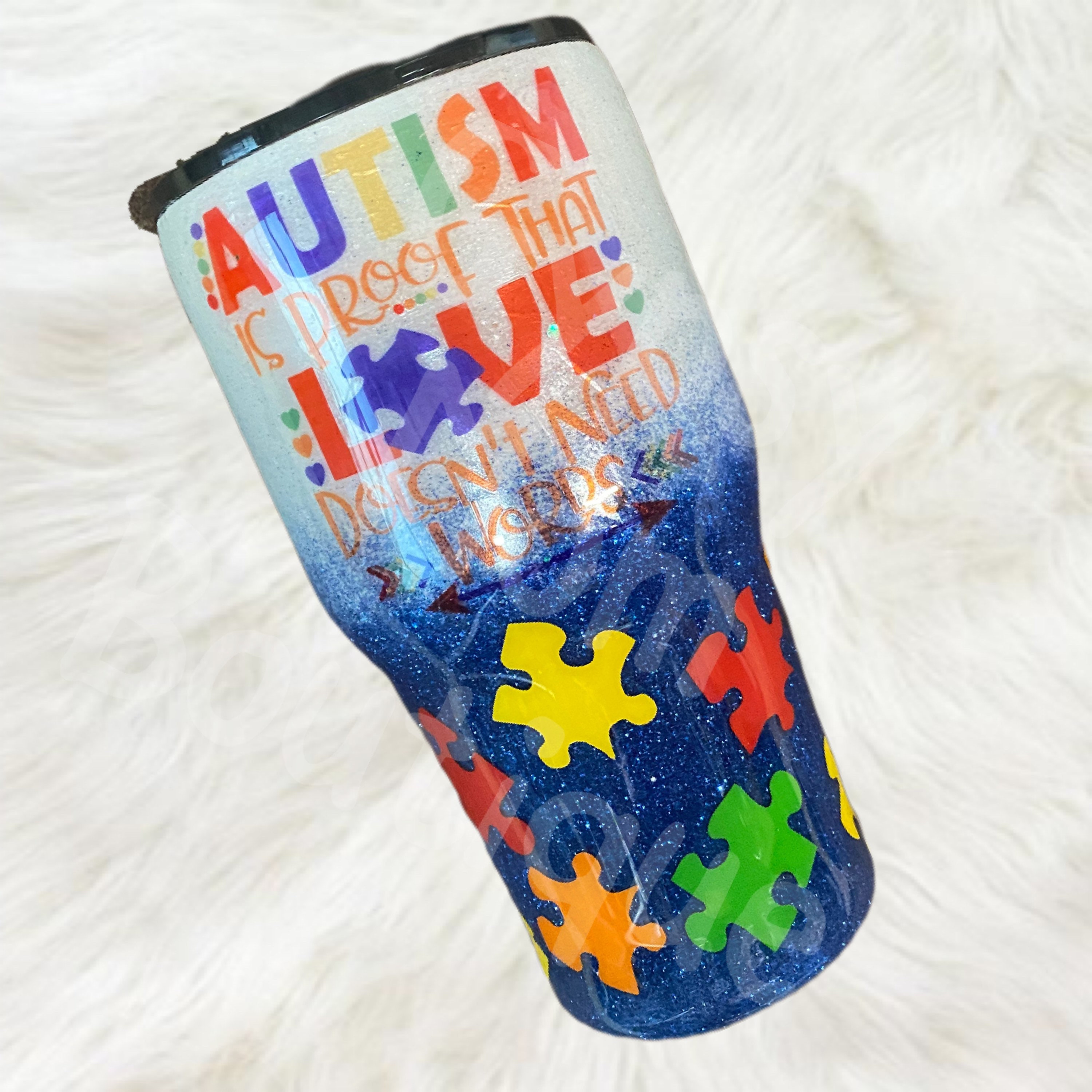 Autism Awareness Glitter Tumbler Etsy