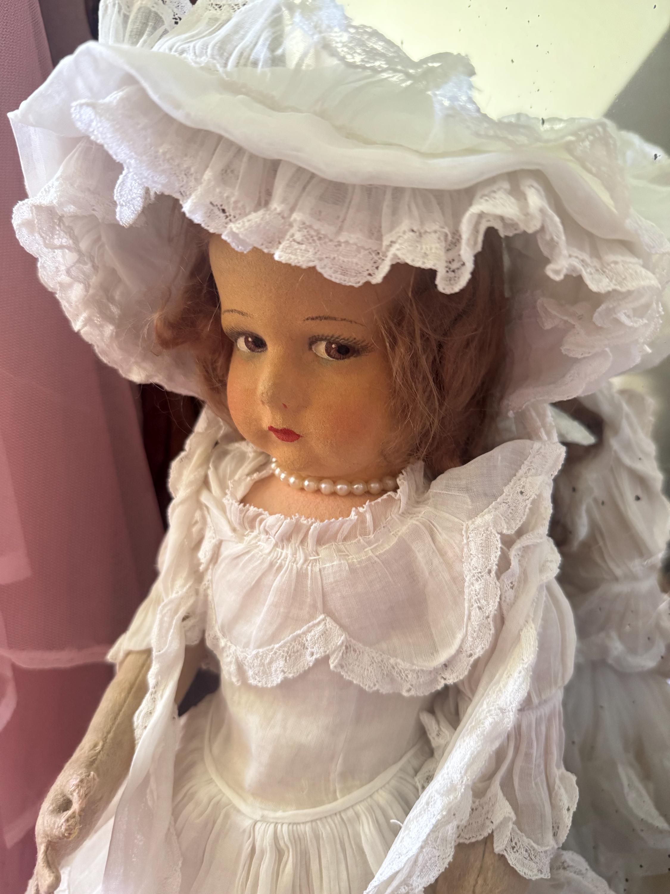 Ancienne Poupée Boudoir En Chiffon Et Porcelaine - Époque 19ème Siècle