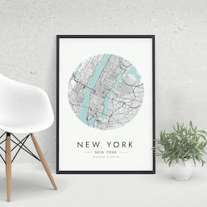 Impression de carte de New York, affiche d'art de carte de la ville de New York, NY, art mural imprimable minimal, cadeau de voyage personnalisé, téléchargement numérique