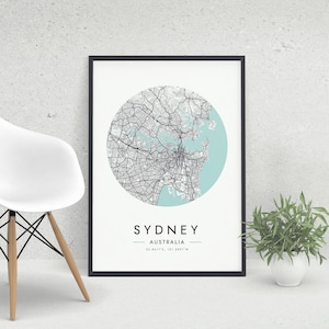 Sydney Map Print | Map Of Sydney Australia | Sydney City Map Art | Sydney Poster | Sydney Print | Wall Art | Custom Gift | DIGITAL DOWNLOAD