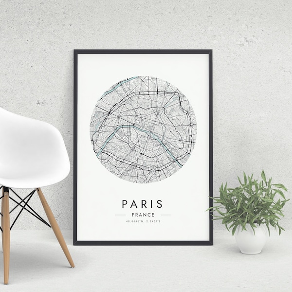 Paris Map Print | Map Of Paris | Paris France City Map Art | Paris Poster | Paris Print | Wall Art | Personalized Gift | DIGITAL DOWNLOAD