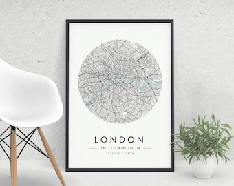 London Map Art Print: Minimalist Cityscape Poster (Digital Download)