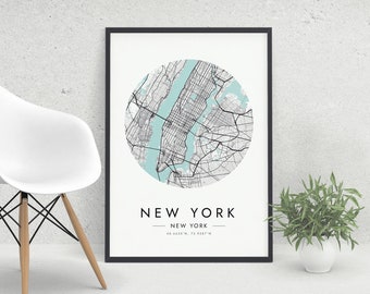 New York City Map Art Print: Minimalist NY Travel Gift (Digital Download)