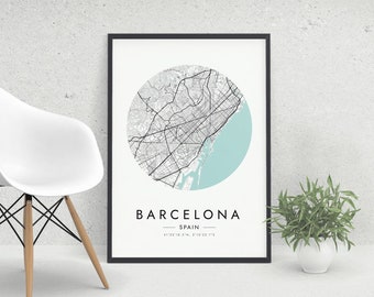 Barcelona Map Art Print: Minimalist Cityscape Poster (Digital Download)