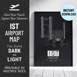 Istanbul Flughafen | IST Airport Map | Istanbul, Türkiye | Druckbare Karte | Reise Poster | Pilot Geschenk Kunst | Sofortiger DIGITALER DOWNLOAD
