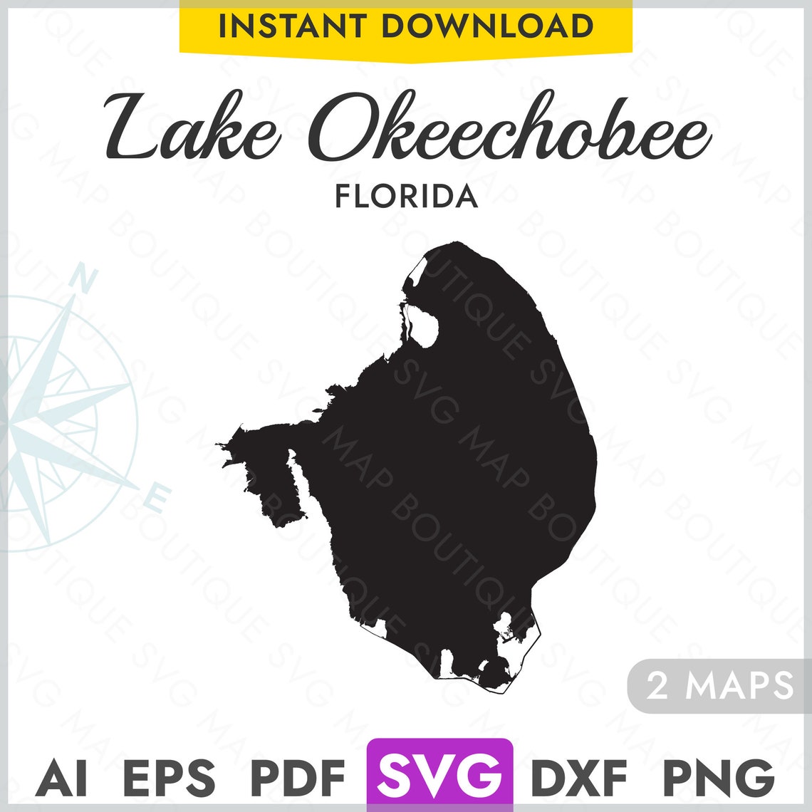 Lake Okeechobee Florida SVG Map - Il 1140xN.6203539177 Pj50 