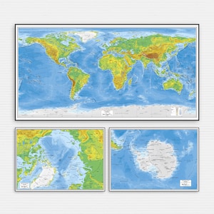 Physische Weltkarte, detaillierte physische Karte der Welt, Geographie-Lehrmittel für Schüler, Geschenk für Lehrer und Schüler, Schulanfang