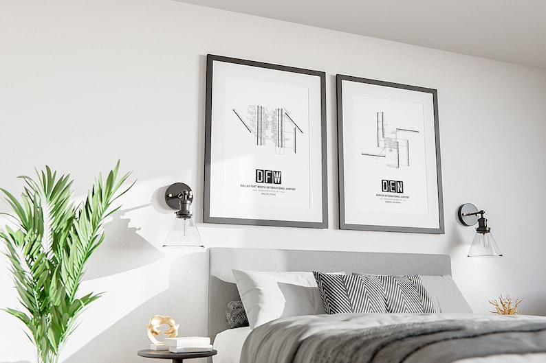 Tailor the hues to evoke memories of your favorite destinations or complement your home's color scheme. With endless possibilities, make your map truly one-of-a-kind.
DFW and DEN airport posters