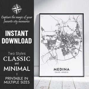 Medina Karte Drucken | Medina, Saudi-Arabien City Map Kunst | Personalisiertes Poster | Druckbare Karte | Personalisiertes Geschenk SOFORTIGER DIGITALER DOWNLOAD