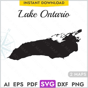 Lake Ontario SVG Map Shape Silhouette Great Lakes, Vector Lake Map Laser Cutting Engraving Cricut, Glowforge, CNC, pdf, dxf, eps, png