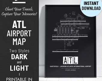 Hartsfield-Jackson Atlanta International Airport | ATL Airport Map | Atlanta, Georgia | Printable Map | Travel  | Instant DIGITAL DOWNLOAD