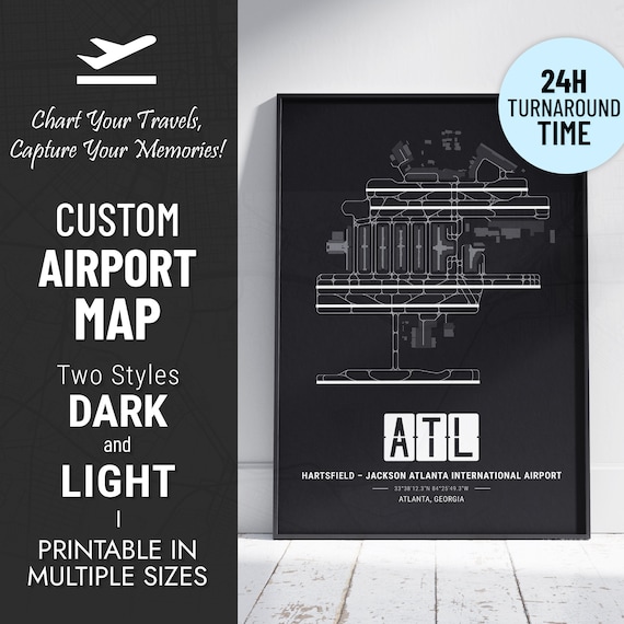 Custom Airport Map Print: Minimalist Aviation Art (Digital Download)