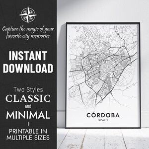 Cordoba Karte Drucken | Cordoba, Spanien Stadtplan Kunst | Personalisiertes Poster | Druckbare Karte | Personalisiertes Geschenk SOFORTIGER DIGITALER DOWNLOAD