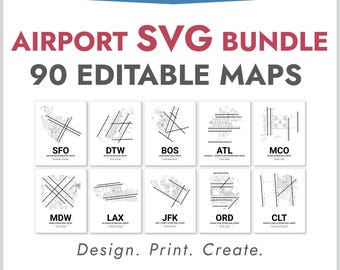 Airport Map SVG Bundle: 90+ Vector Files for Laser Cutting, Engraving, Printing