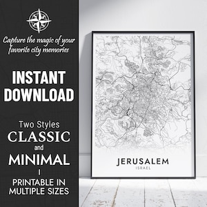 Impressão do mapa de Jerusalém de <br> Entrega Rápida? Arte do mapa da cidade de Jerusalém, Israel | pôster personalizado | Mapa para impressão | Presente personalizado | DOWNLOAD DIGITAL INSTANTÂNEO