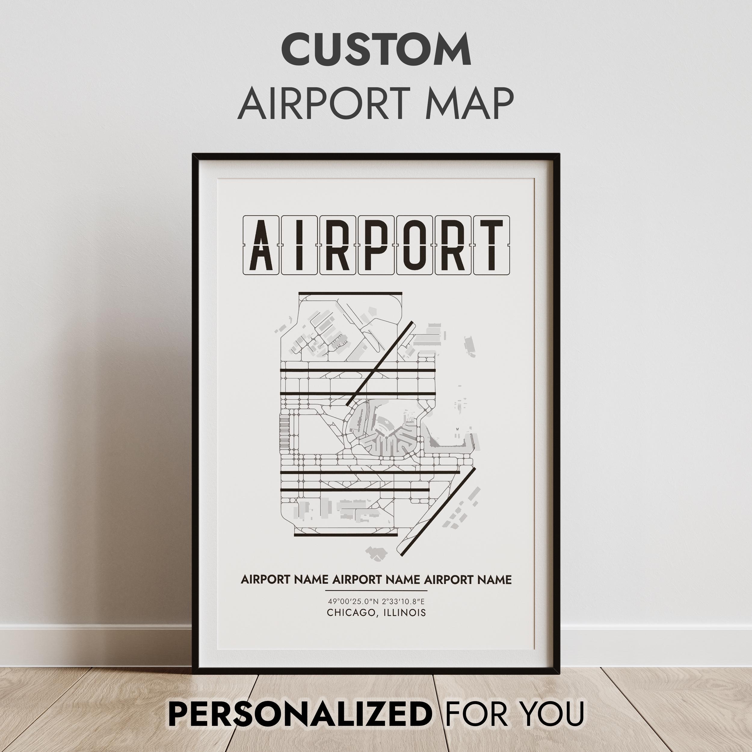 Custom Airport Code Map Art Print: Aviation Travel Decor (digital ...