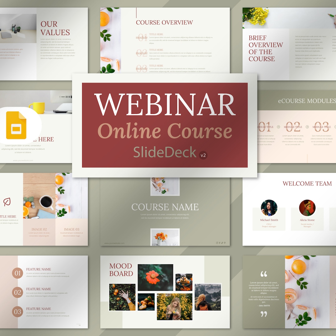 Elegant Webinar Google Slides Template: Online Course Presentation - Etsy
