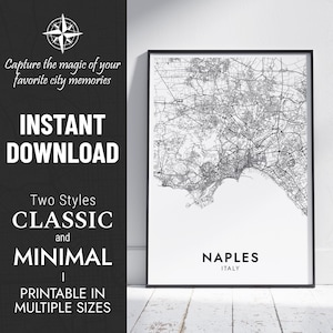 Neapel Karte Drucken | Neapel, Italien Stadtplan Kunst | Neapel, Italien | Personalisiertes Poster | Druckbare Karte | Personalisiertes Geschenk SOFORTIGER DIGITALER DOWNLOAD