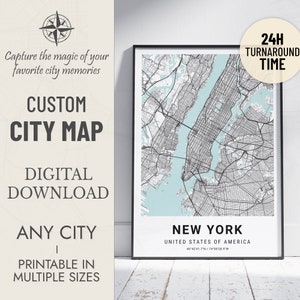 Impressão de mapa da cidade personalizado Arte da parede do mapa da cidade Presente do mapa da cidade Impressão artística do mapa da cidade personalizado Pôster Impressão do mapa da cidade Presente para ele Mapa personalizado Cidade natal Ela