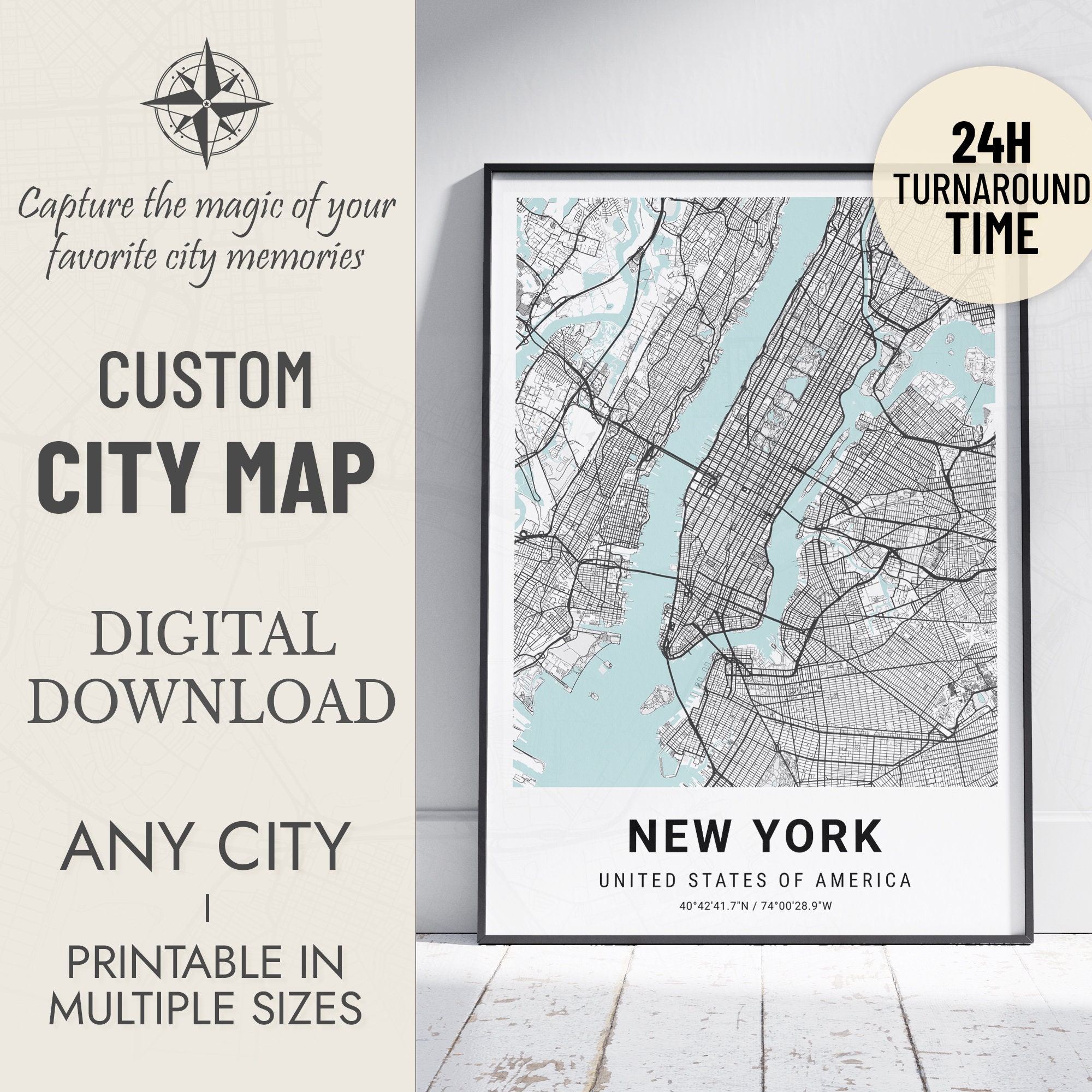 Custom City Map Print City Map - Il Fullxfull.5960691625 7ijo