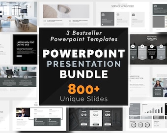 PowerPoint Presentation Template Bundle, 800 PPT Slides perfect for Pitch Deck, Marketing, Project Proposal, Sales, Business Plan, Minimal