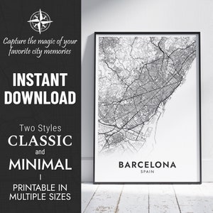 Barcelona Karte Drucken | Barcelona, Spanien Stadt Karte Kunst | Personalisiertes Poster | Druckbare Karte | Personalisiertes Geschenk SOFORTIGER DIGITALER DOWNLOAD
