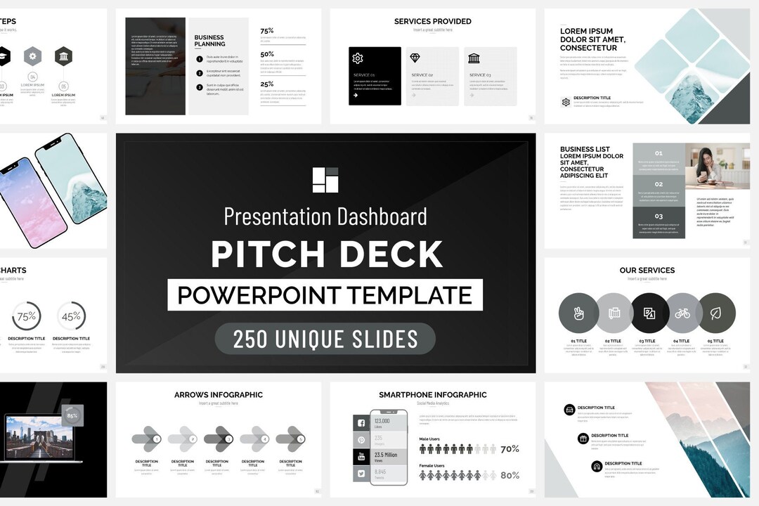 Pitch Deck Presentation Dashboard, Pitch Deck Powerpoint, Investor