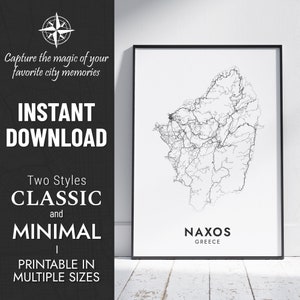 Naxos Karte Drucken | Naxos, Griechenland Stadt Karte Kunst | Personalisiertes Poster | Insel Naxos | Druckbare Karte | Personalisiertes Geschenk SOFORTIGER DIGITALER DOWNLOAD