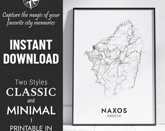 Naxos Map Print | Naxos, Greece City Map Art | Custom Poster | Naxos Island | Printable Map | Personalized Gift | INSTANT DIGITAL DOWNLOAD