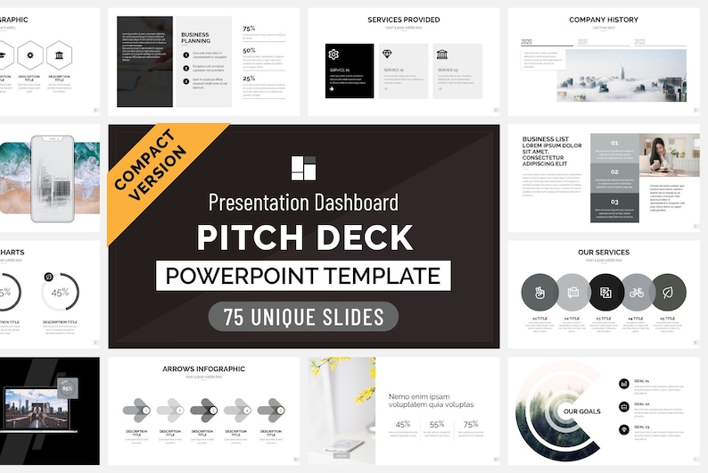 Pitch Deck Powerpoint Template, Presentation Dashboard,