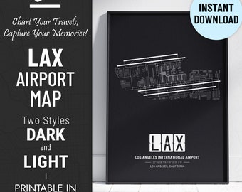 Los Angeles International Airport | LAX Airport Map | Los Angeles, California | Printable Map | Pilot Gift Art  | INSTANT DOWNLOAD
