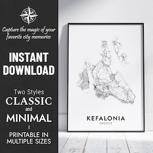 Kefalonia Map Print | Kefalonia, Greece Map Art | Kefalonia Island | Custom Poster | Printable Map | Gift | INSTANT DIGITAL DOWNLOAD