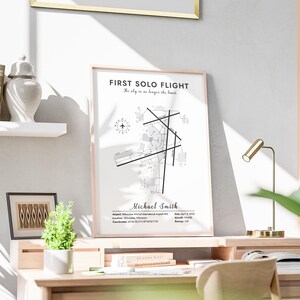 Happy pilot with custom flight map, Customer photo with solo flight gift, Review quote for aviation map gift, Positive feedback on personalized flight poster, Gift reaction from student pilot's first flight