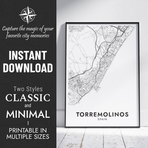 Torremolinos Karte Drucken | Tormolinos, Spanien Stadt Karte Kunst | Personalisiertes Poster | Druckbare Karte | Personalisiertes Geschenk SOFORTIGER DIGITALER DOWNLOAD