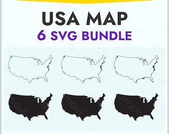 SVG-clipartbundel met kaart van de VS: silhouet, overzichtsvorm (digitale download)