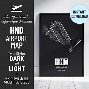 Flughafen Tokio Haneda | HND Airport Karte | Tokio, Japan | Druckbare Karte | Reise Poster | Pilot Geschenk Kunst | Sofortiger digitaler Download