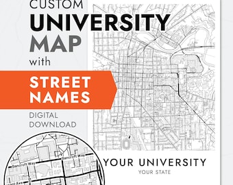 Personalisierte Universität Karte mit Straßennamen, Uni Karte mit Straßennamen, Abitur Karte mit Straßennamen, Abitur Karte mit Straßennamen, Uni Karte zum ausdrucken