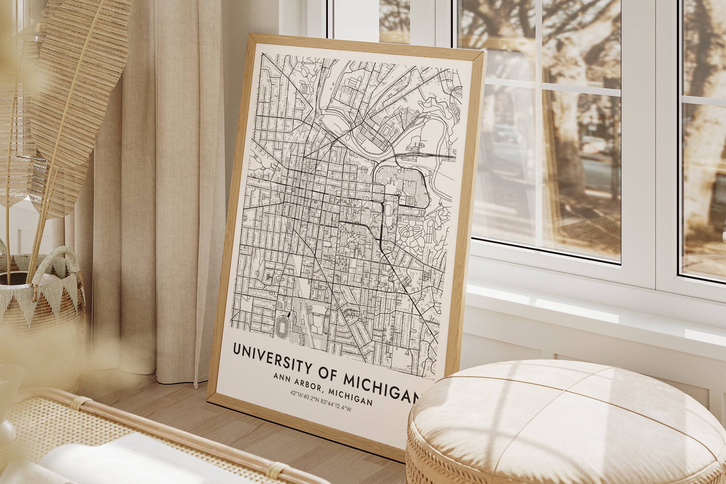 Custom University Map With Street Names, Campus Map Poster With Street ...