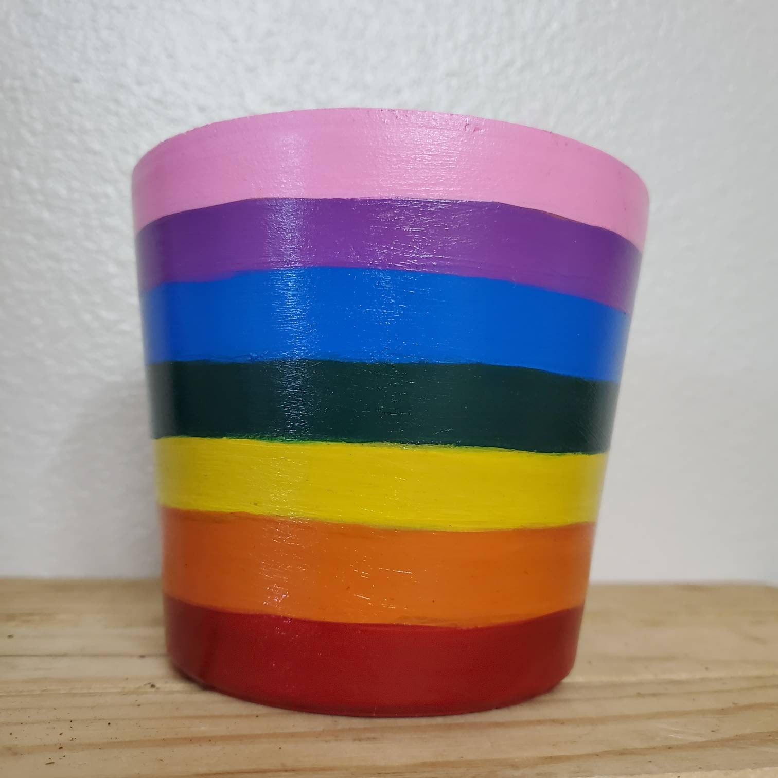 Pride Rainbow Pot Rainbow Stripes Planter Handpainted Pot Etsy