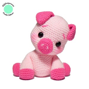 Pig Crochet PATTERN, Amigurumi Piglet Pattern PDF, Crochet Animal DIY