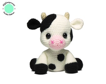 Crochet Cow PATTERN, Amigurumi Calf pattern PDF, Crochet Toy DIY