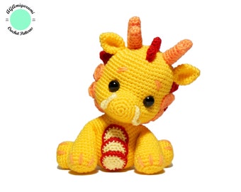 Crochet Dragon PATTERN, Amigurumi Chinese Dragon Pattern PDF, Crochet Toy DIY