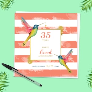 Happy 35th Anniversary Card - Coral
