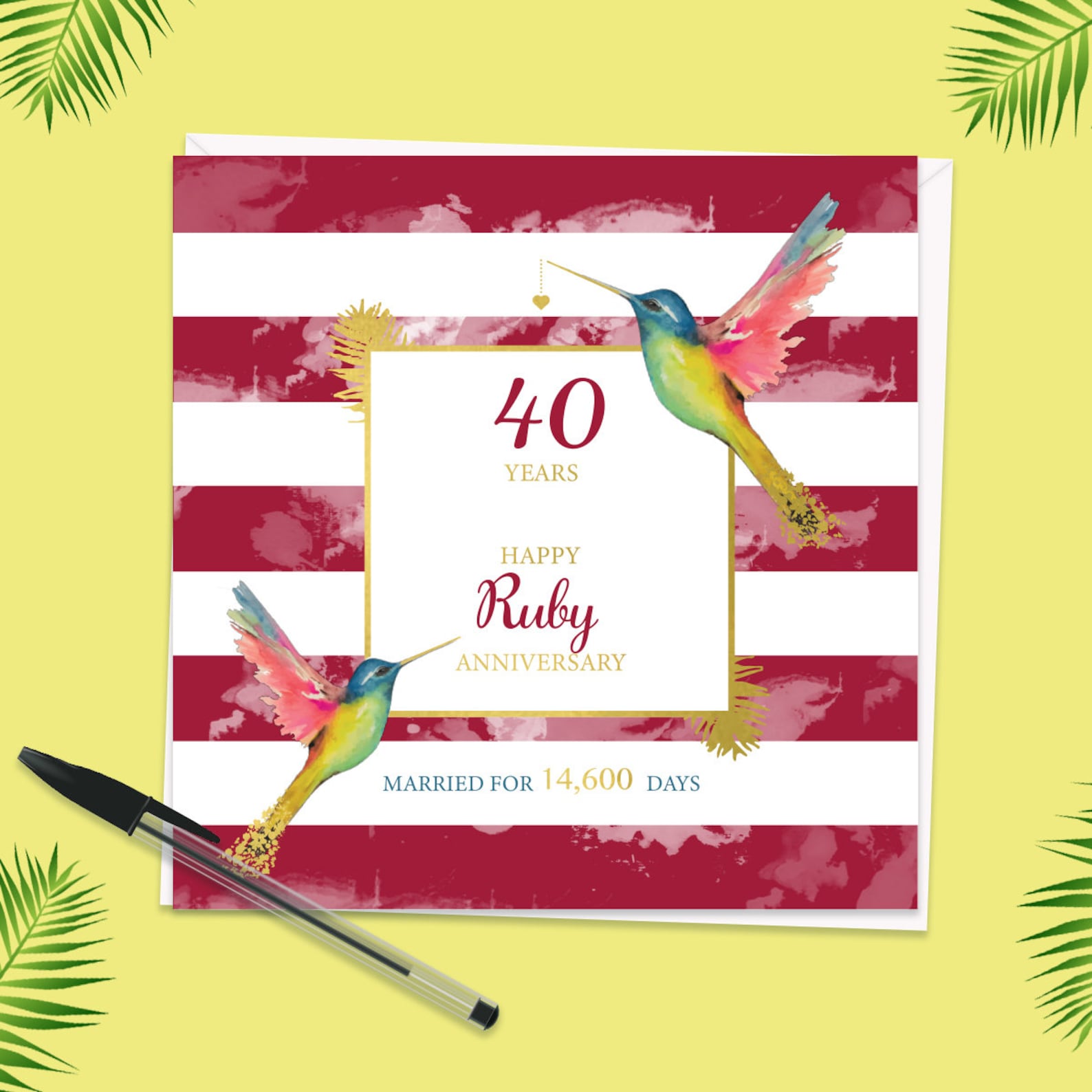 Happy 40th Anniversary Card Ruby - Etsy